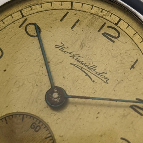 1946 British vintage Russell wristwatch Pure silver case Bellows belt Works well